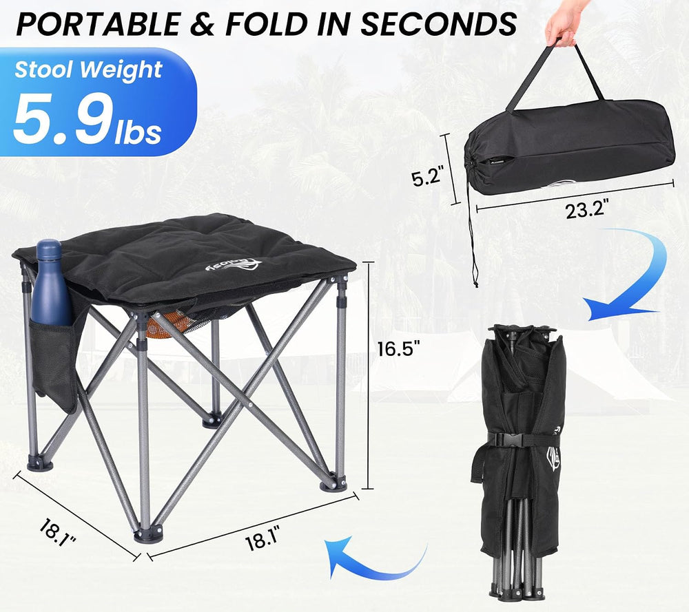 Bolosy Oversized Camping Stool with Removable Padded Camp Chair Footrest