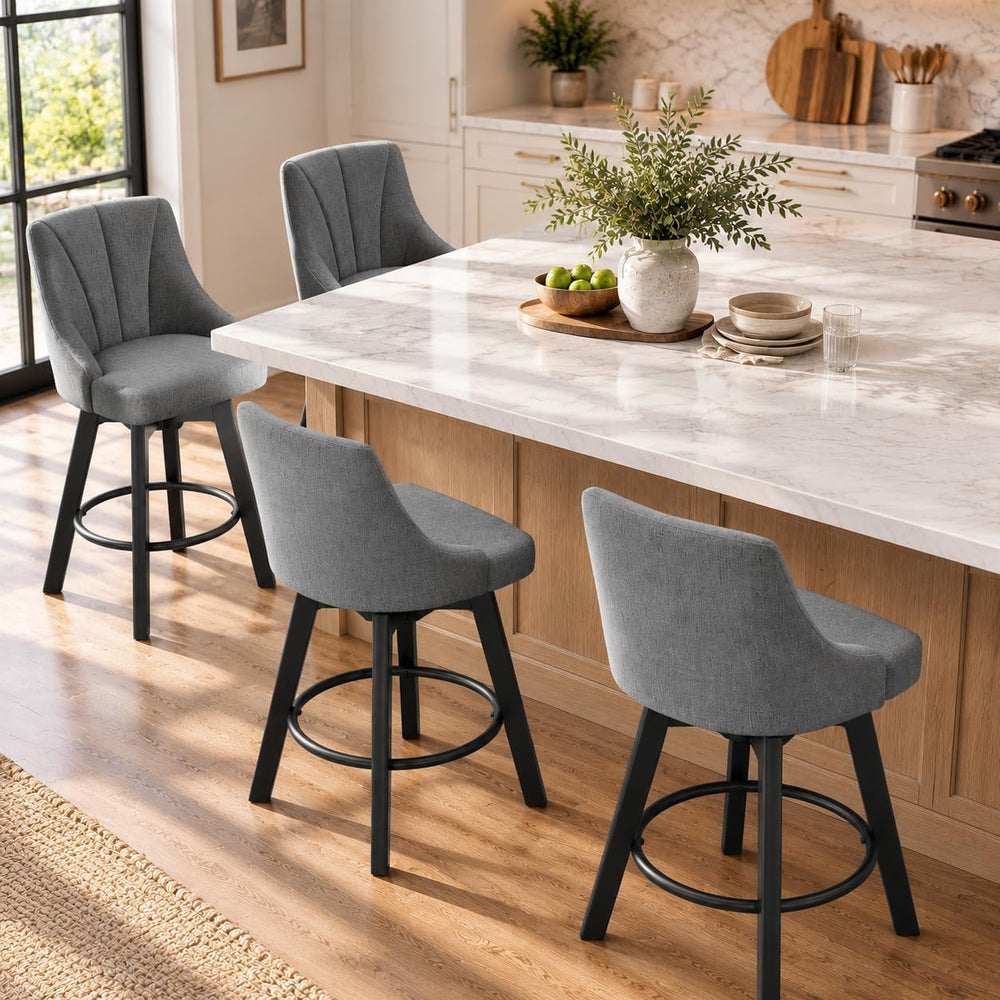 YaFiti 24" Swivel Counter Height Bar Stools Set of 3, Dark Gray