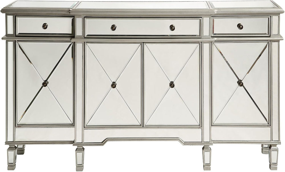 Elegant Lighting 3 Drawer 4 Door Cabinet in Silver Clear 60" x 14" ...