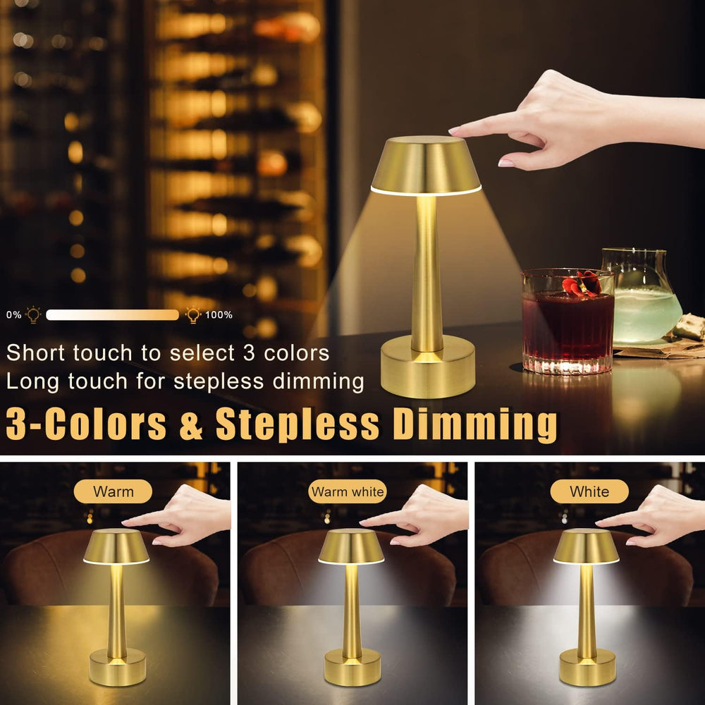 UMEXUS 2 Pack Small Cordless Rechargeable Table Lamp for Restaurant Bar