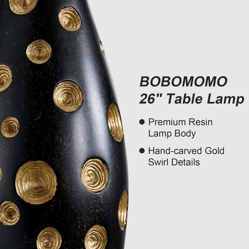 BOBOMOMO 26” Table Lamps Set of 2 for Living Room Bedroom, Modern Gold Accent...