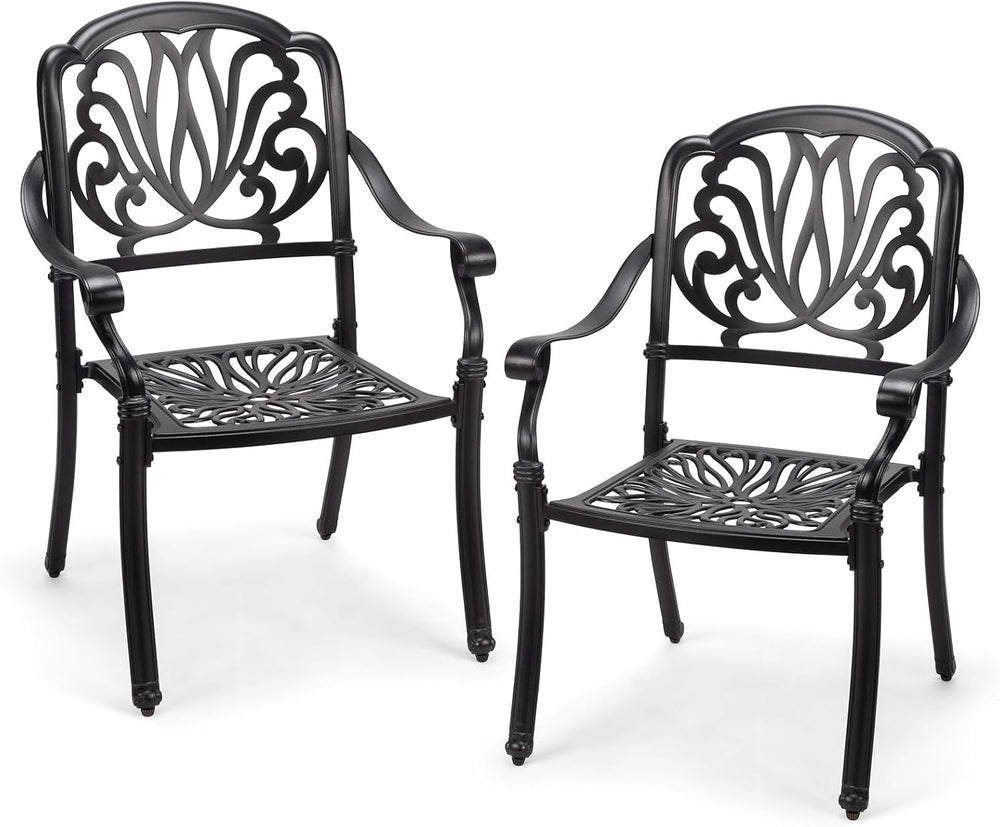 Outvita 2 Piece Outdoor Bistro Dining Chair Set, All-Weather Cast Aluminum Di...