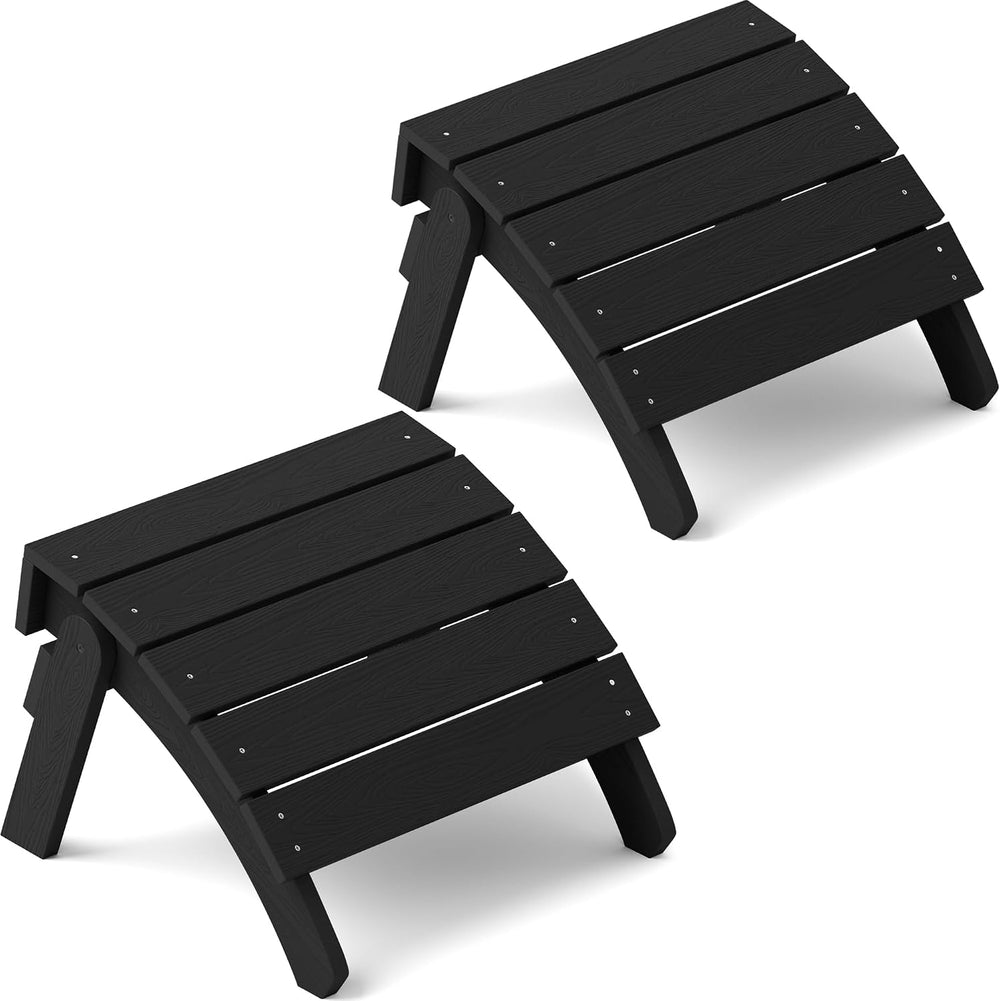 YEFU Folding Adirondack Ottoman Outdoor Set of 2, Black