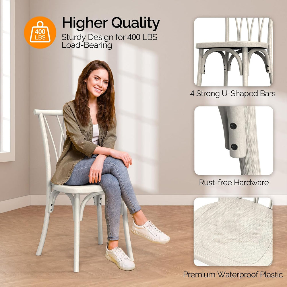 VINGLI Plastic Outdoor Dining Chairs Set of 2, Stackable Patio Dining Chairs ...