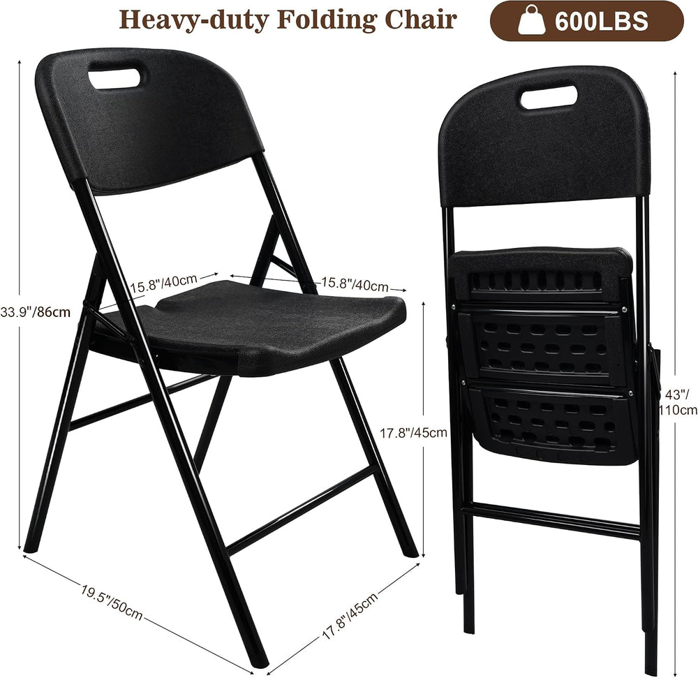 8 Pack Folding Chair, 600 lb Weight Capacity,Indoor/Outdoor Heavy Duty Foldab...