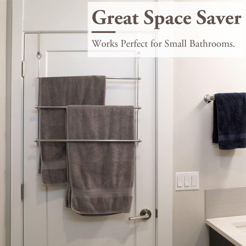 MyGift 3 Tier Over Door Towel Rack, Chrome Bathroom Towel Holder