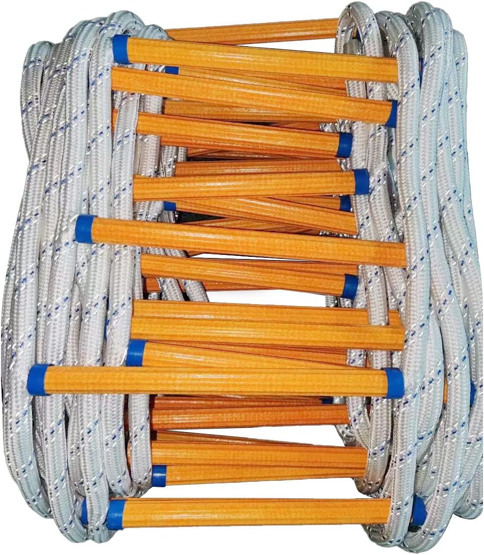 Rope Ladder,13 Feet Emergency Fire Escape Ladders Flame Resistant Safety Rope...