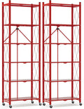 ALANNG 73.6 Inch Folding Bookshelf, 6 Tier Metal Bookcase and Bookshelves