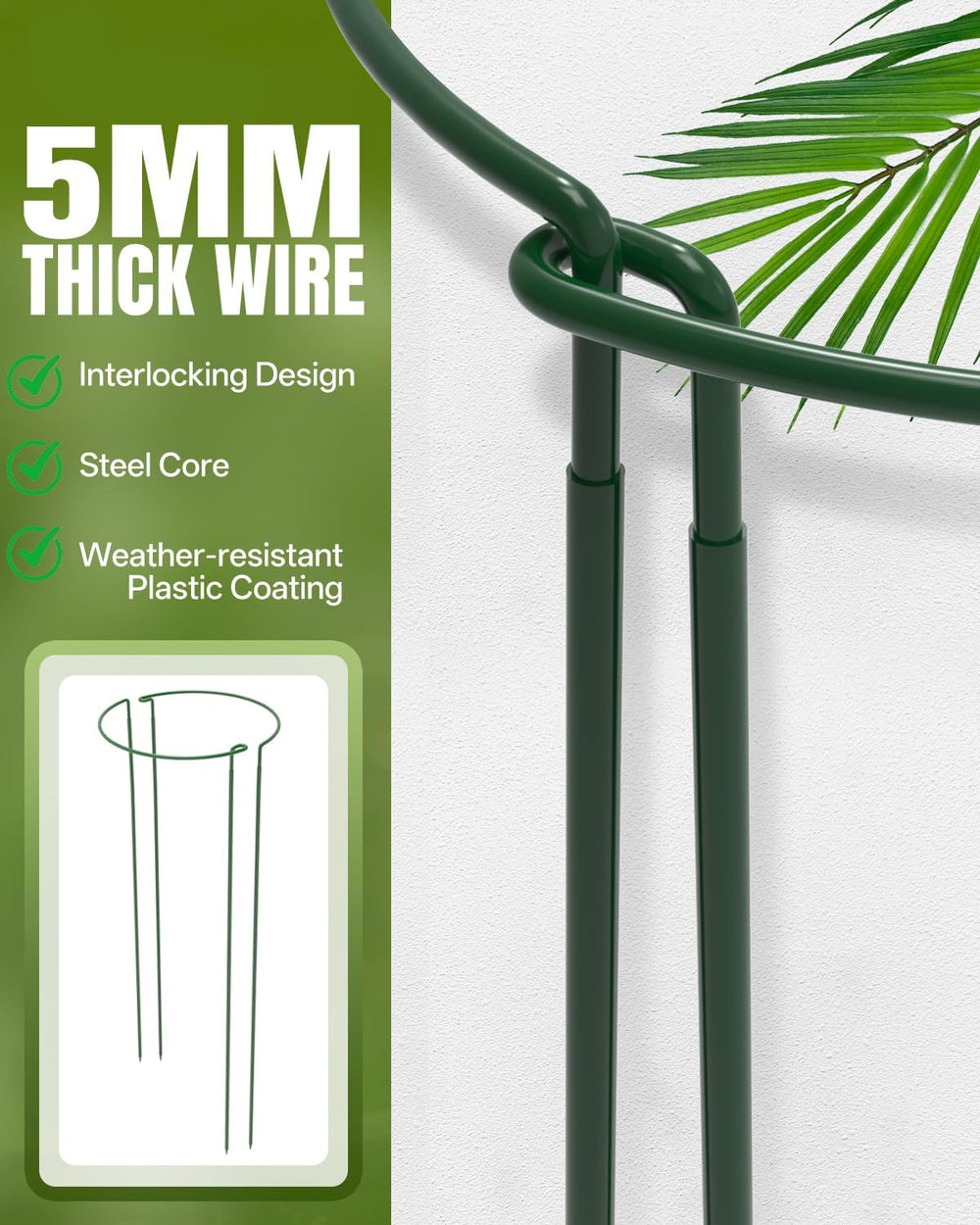 12 Pack 24 Inch Metal Plant Support Stakes for Outdoor Plants and Flowers