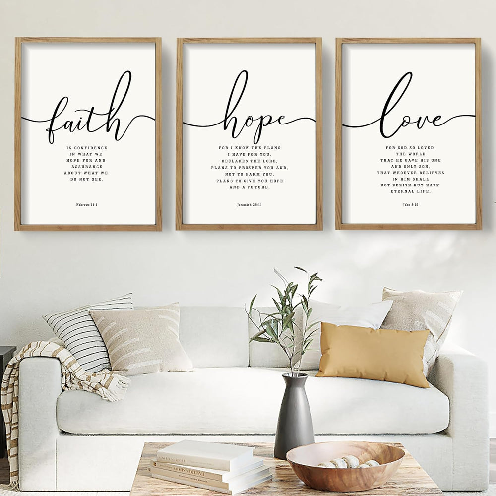 Houmury Set of 3 Framed Farmhouse Bible Verses Wall Decor Sign 11”x14” Christ...