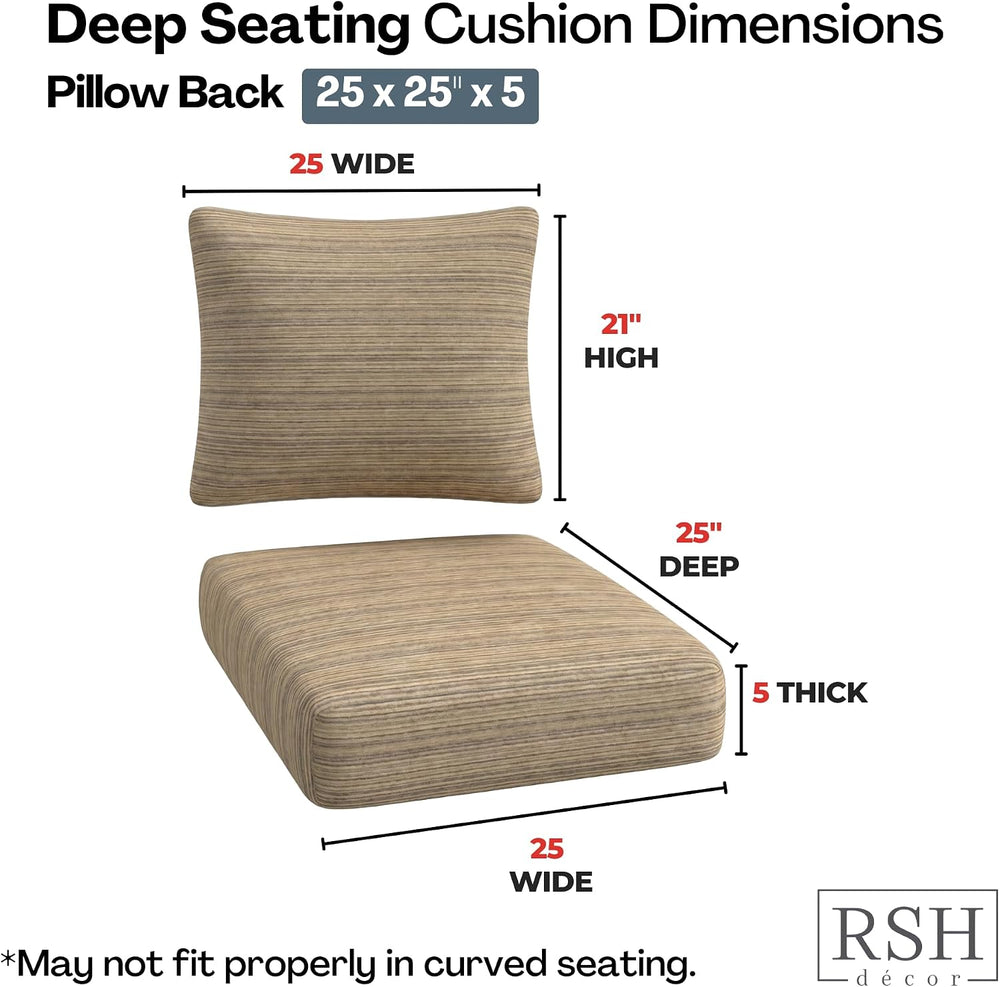 RSH DECOR: Sunbrella Deep Seating Cushion with Pillow Back | 25” x 25” x 5&qu...