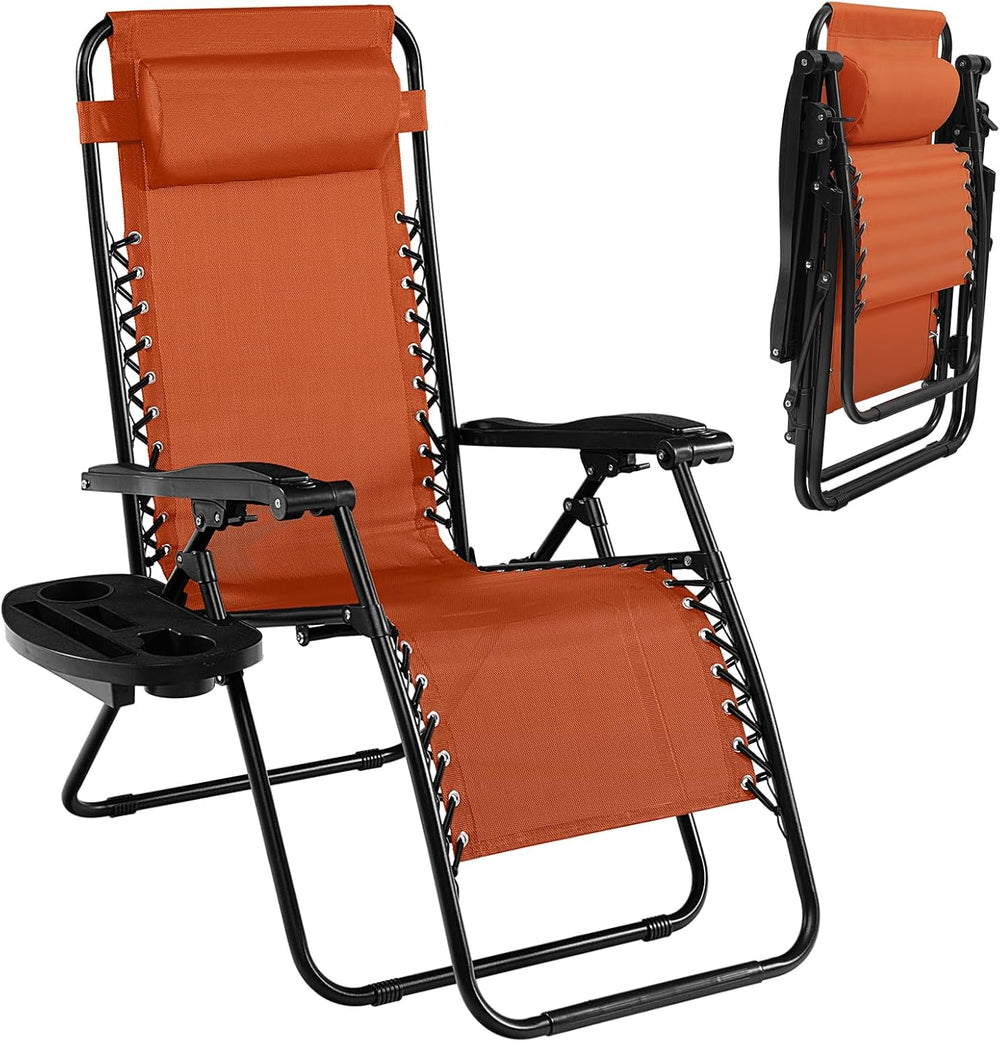 Tangkula Zero Gravity Chair, Folding Patio Lounge Chair Adjustable Outdoor Re...