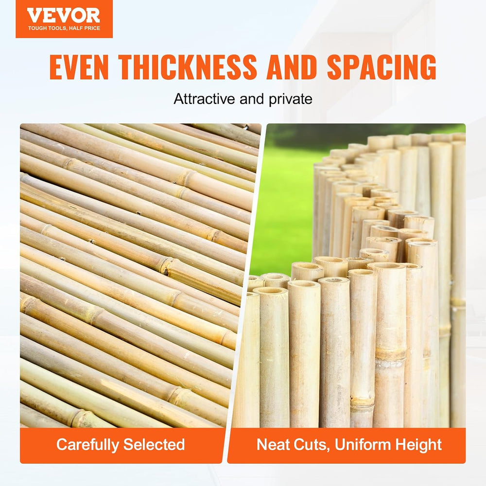 VEVOR Natural Rolled Bamboo Fence, Eco-Friendly Privacy Screen - 4 ft H x 6 f...