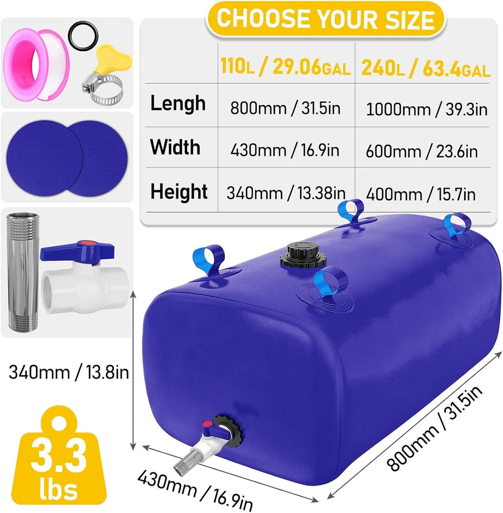 110L/29.06GAL Large Capacity Collapsible Water Storage Bladder