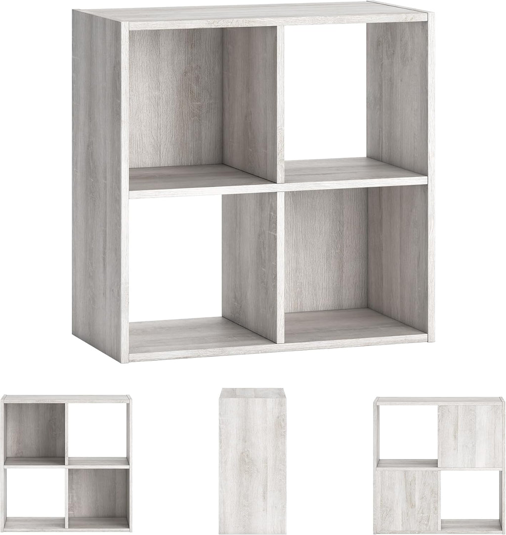 Signature Design by Ashley Paxberry Coastal 4 Cube Storage Organizer or Bookcase, Whitewash