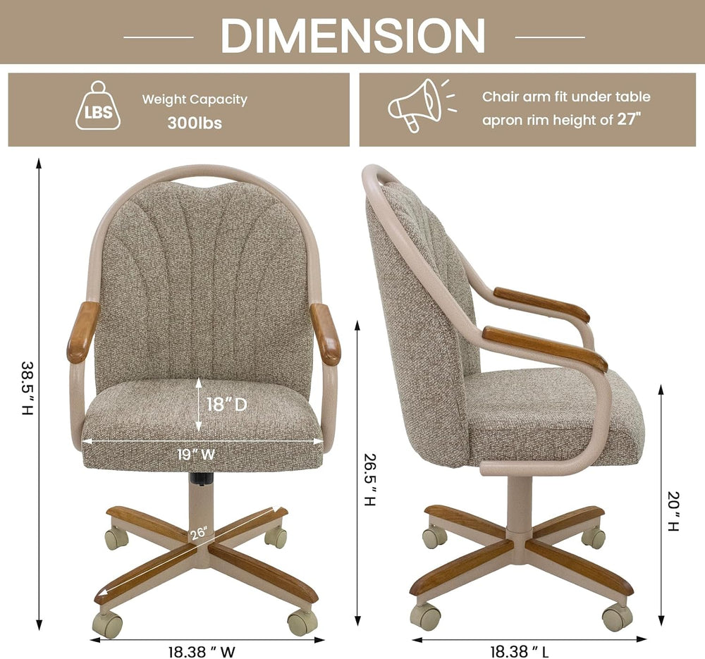 Chromcraft Bailey 1pc Swivel Kitchen Dining Chair - Light Sand-Chestnut