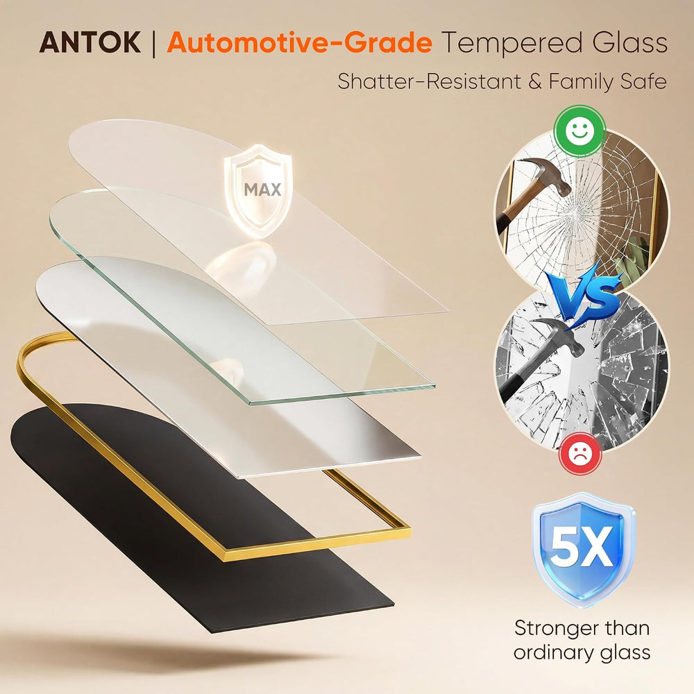 Antok 56" x14” Arched Full Length Mirror, Floor Mirror with Stand,Gold