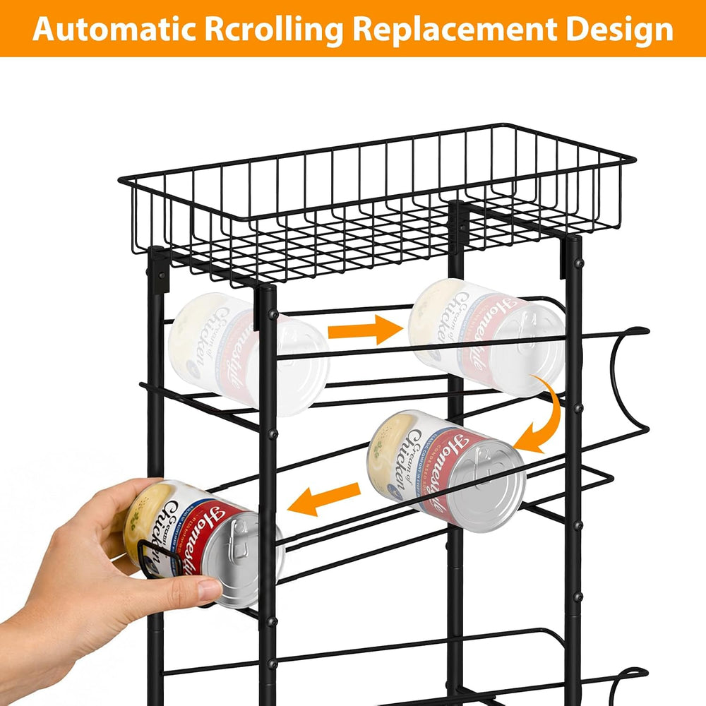 Slim Can Organizer Rack, Iron Narrow Soda Dispenser Holder with Wheels