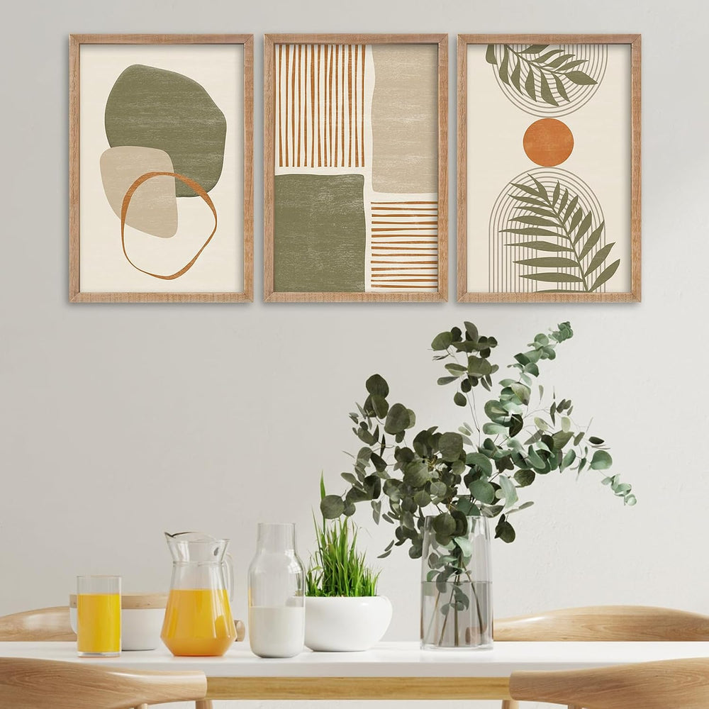 SRSZHIYUE Large Green Abstract Boho Plant Wall Art Set of 3 16"x11"...