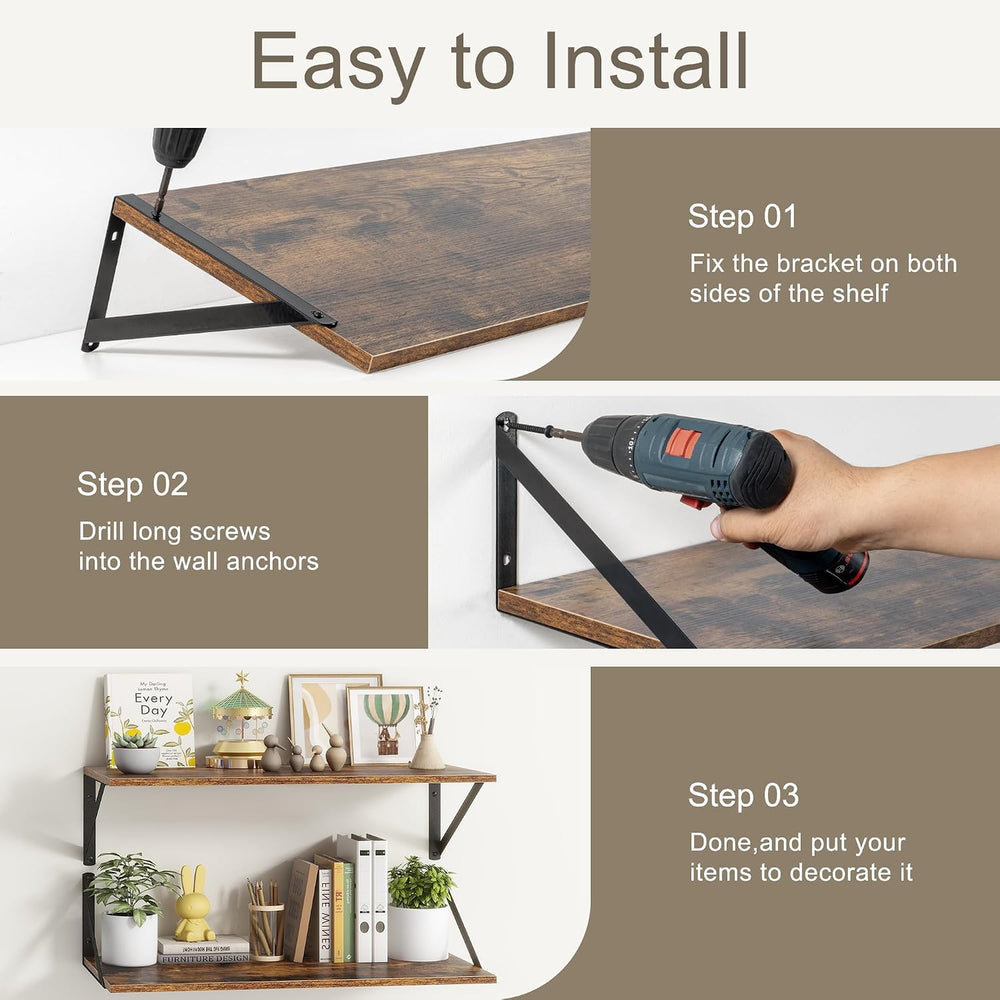 Deep Floating Shelves, 12 Inch Deep Floating Shelves for Wall, 24"W x 12...