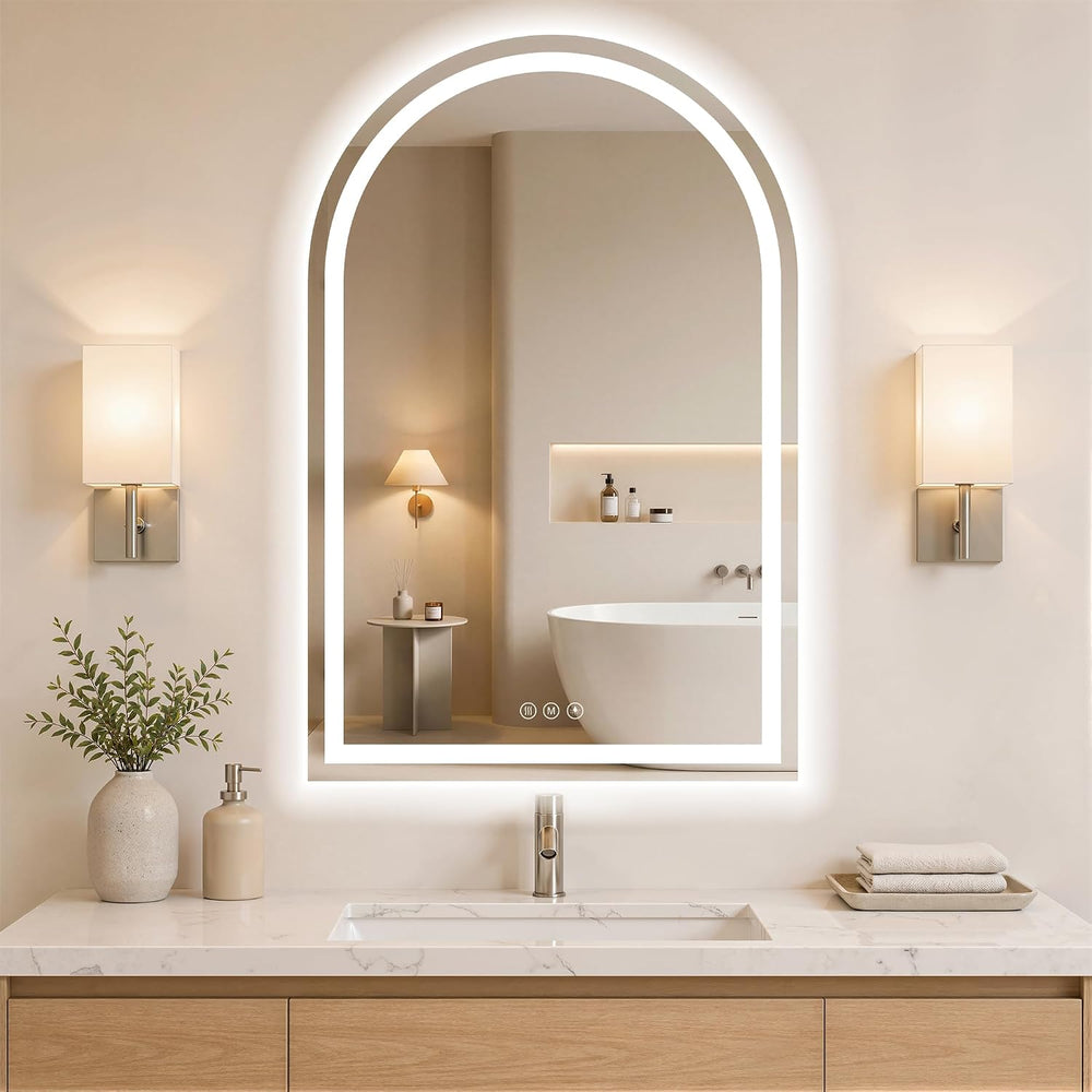 Arched LED Bathroom Mirrors with Lights 30"x40" Anti-Fog,LED Mirror...