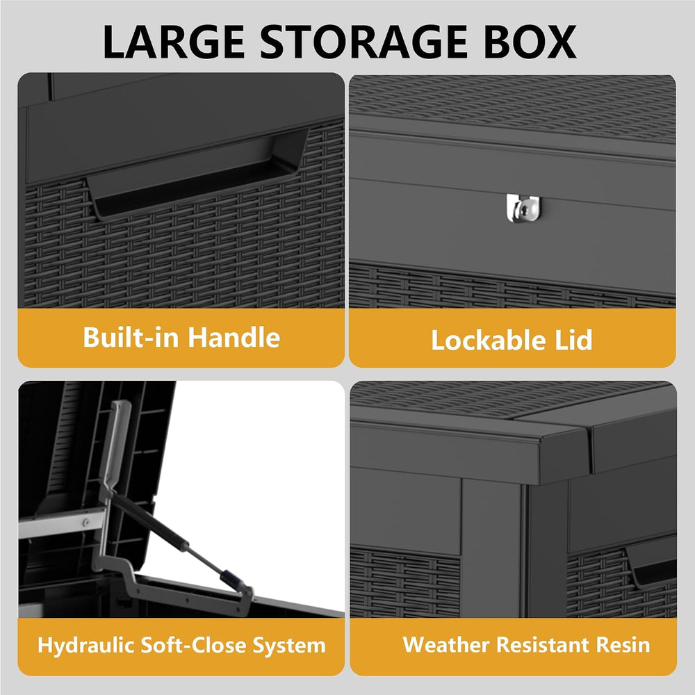 380 Gallon Outdoor Storage Box Waterproof Lockable Deck Box