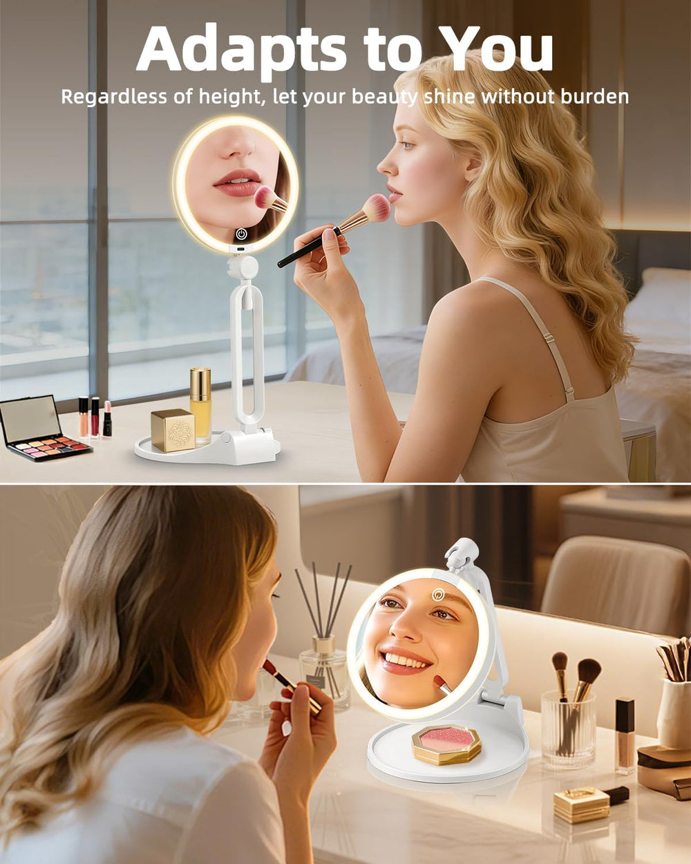 40X/1X Makeup Magnifying Mirror with Lights, 6inch Double-Sided LED Mirror