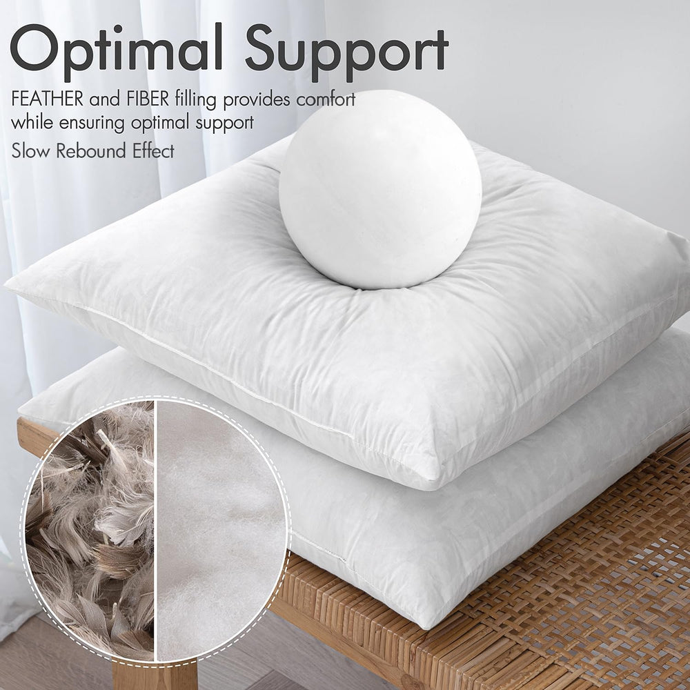 MIULEE 22x22 Pillow Inserts 2 Pack,Feather Mix Polyester Blend Pillows