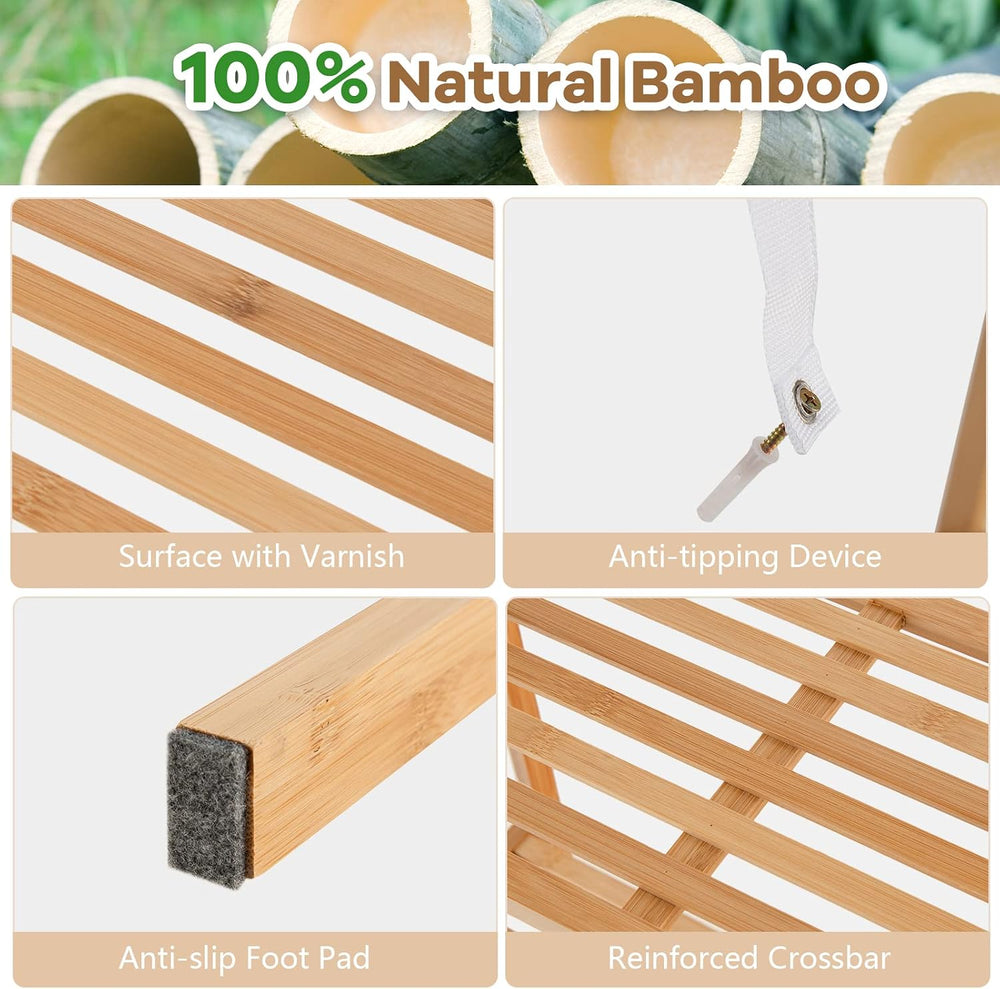 GIANTEX 4-Tier Bamboo Bookshelf, Multifunctional Storage Display Rack Shelves...