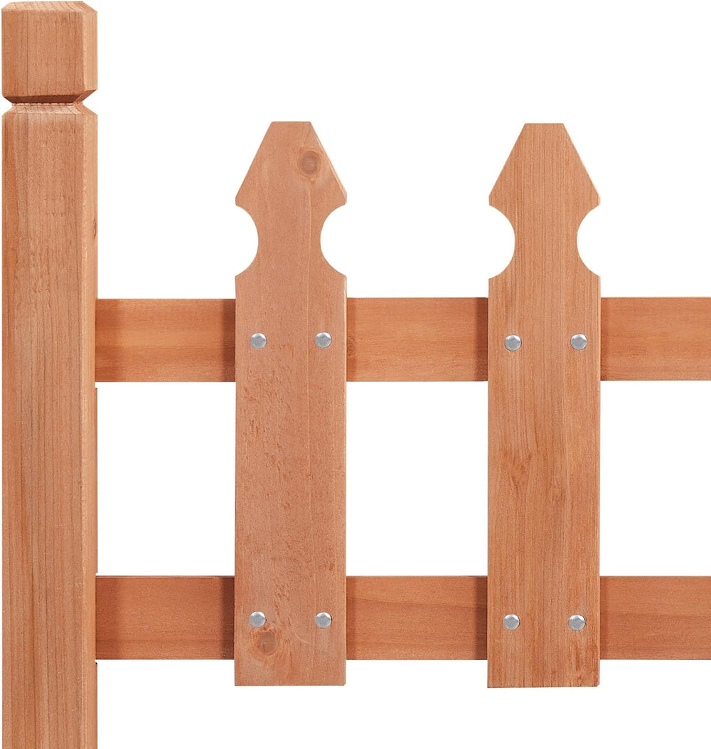 Topeakmart 177.5in Picket Fence for Garden, Wooden Fence Panels,Light Brown