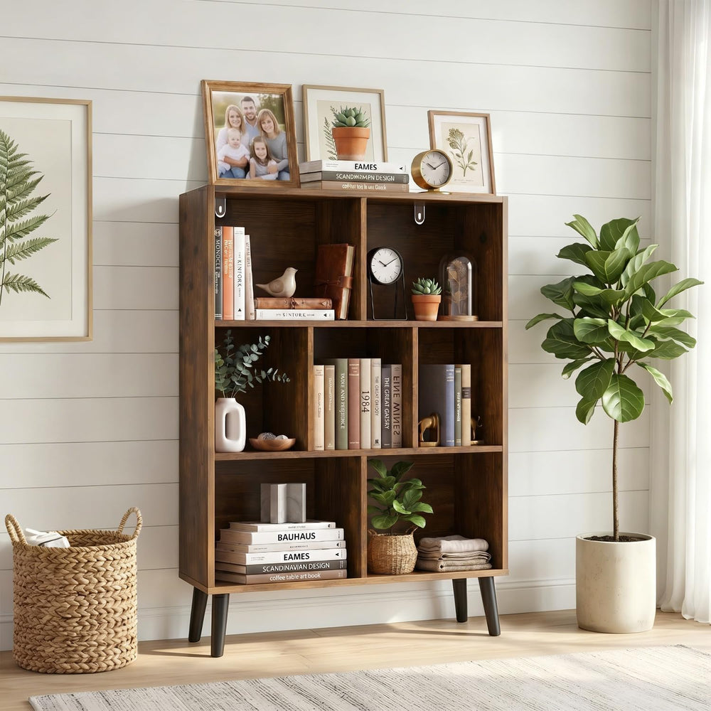 7 Cube Storage Organizer Shelf，Open Cube Bookshelf with Legs