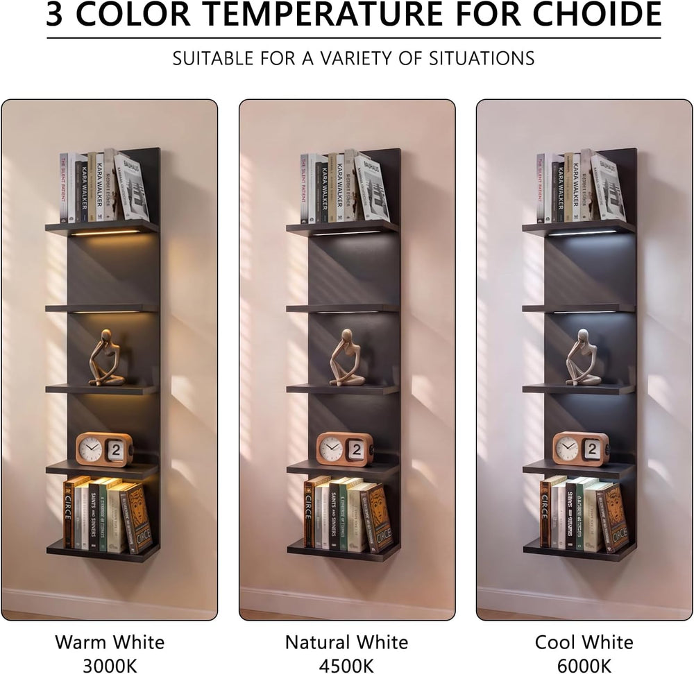 Homaterial 5 Tier Wall Shelf Unit with RGB Light, Black