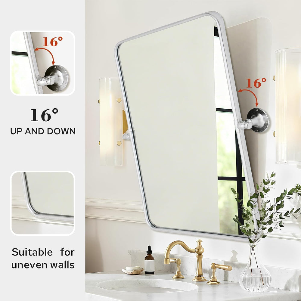 Besdomus Bathroom Pivot Wall Mirror: 20"x30" Silver Vanity Tempered...