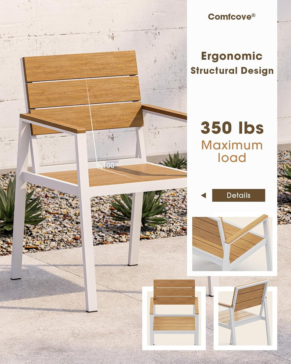 Outdoor Dining Set, Aluminum & HDPS Outdooor Table and Chairs Set