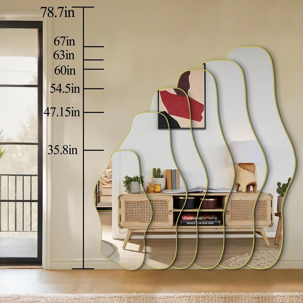 67"x31" Irregular Full Length Mirror, Abstract Frameless Mirror