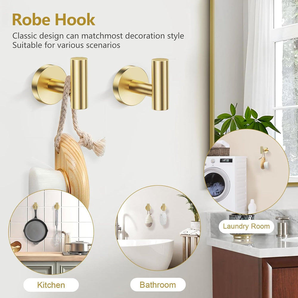 TQKAG 5 Piece Bathroom Hardware Set, Brushed Gold Bathroom Accessories