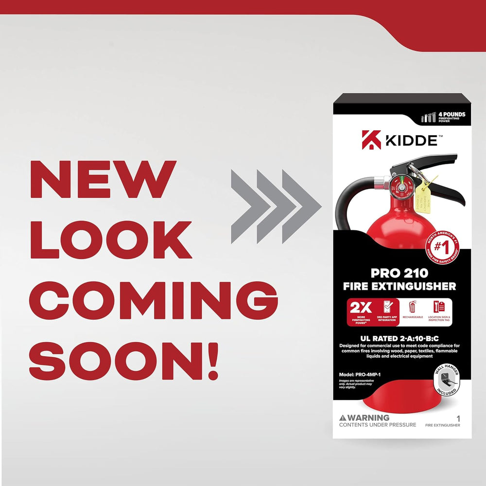Kidde Pro 210 Commercial Fire Extinguisher, 2-A:10-B:C, PRO-4MP-1, 1 Pack