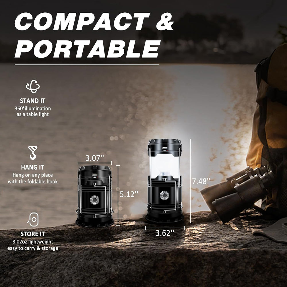 DIBMS 4-Pack Solar Camping Lantern, Collapsible Flashlight Emergency Lights