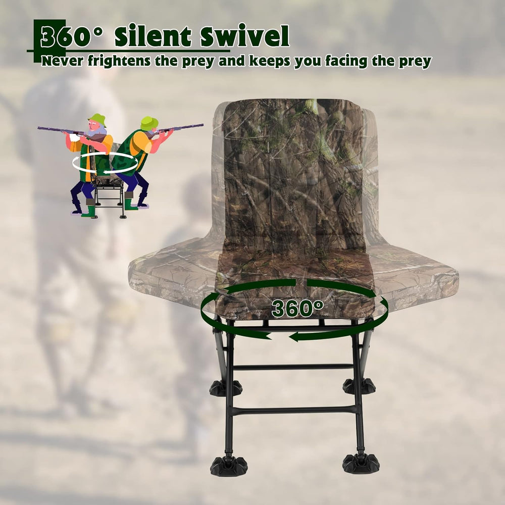 GYMAX Hunting Chair, 360 Degree Swivel Hunting Blind Chair w/ 3’‘ Oversized D...