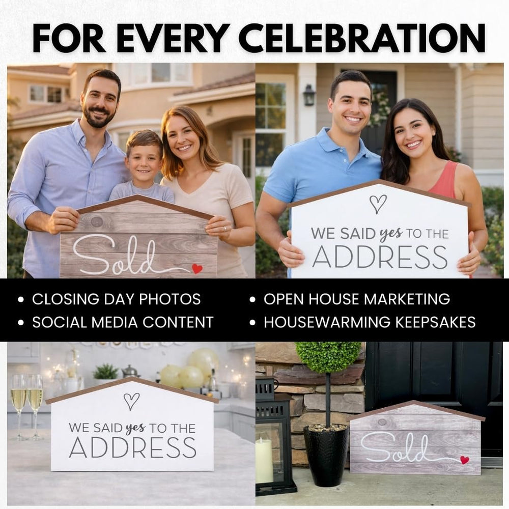 Labend Home 24" Large Sold Sign House-Shaped - Double-Sided Sold/Said Ye...