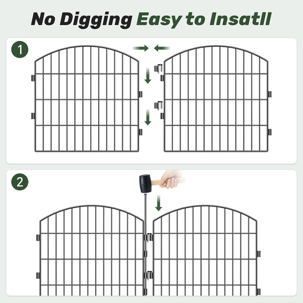 3-Layer Garden Fence with Gate 10 Panel 24in H×20ft L