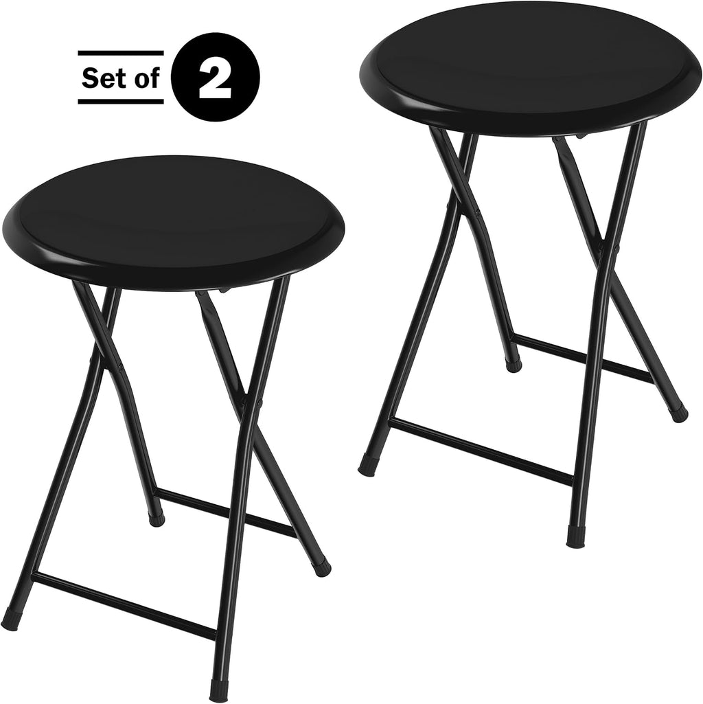 Folding Stool - Portable Backless 18” Stool with 225lb Capacity Set of 2