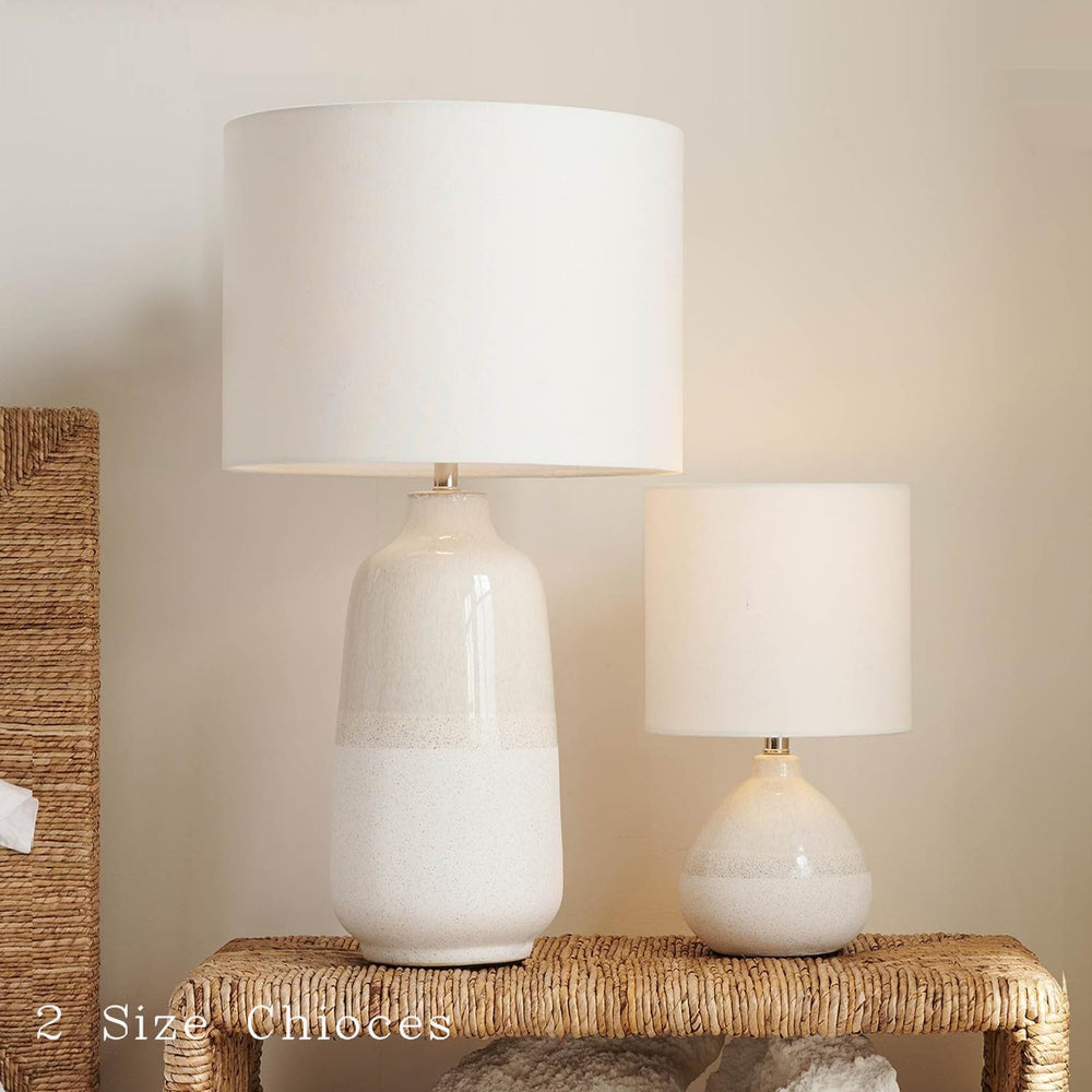 BrightWe Tall Ceramic Table Lamp Set of 2, White Lamps for Bedroom Farmhouse ...
