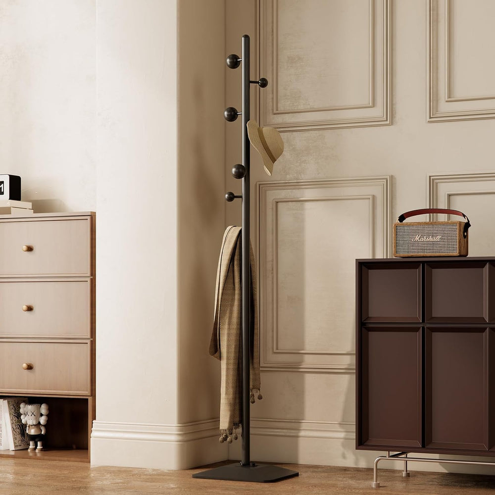 coat rack freestanding,coat rack stand with 7 Hooks and Metal Base for Bags, ...