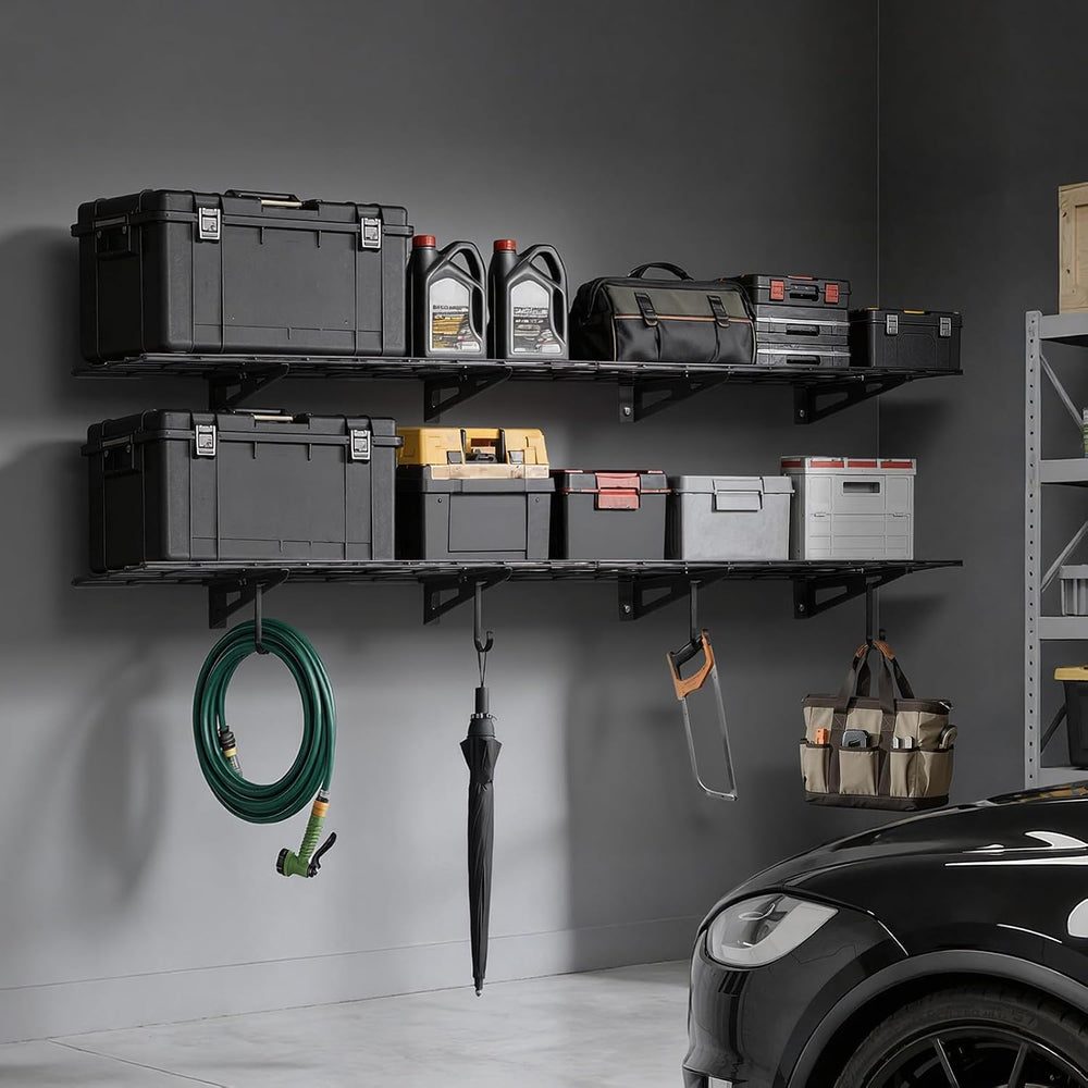 VEVOR 2-Pack Heavy Duty Garage Wall Shelving, 1 x 6 ft Steel Wall Mounted She...