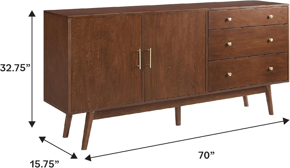 Walker Edison Mid-Century Modern Wood Kitchen Buffet Sideboard Entryway Servi...