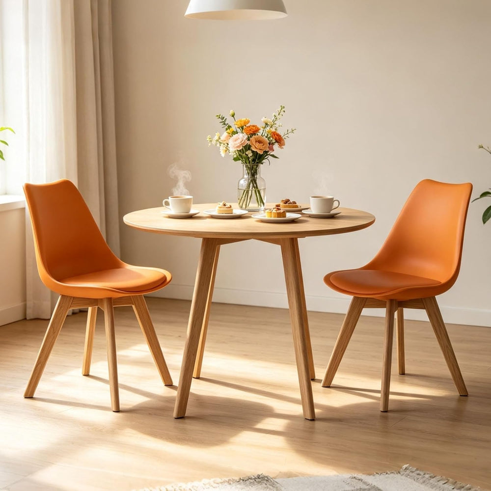 Dining Chairs Set of 4, Modern Leather Kitchen Chairs with Wood Legs