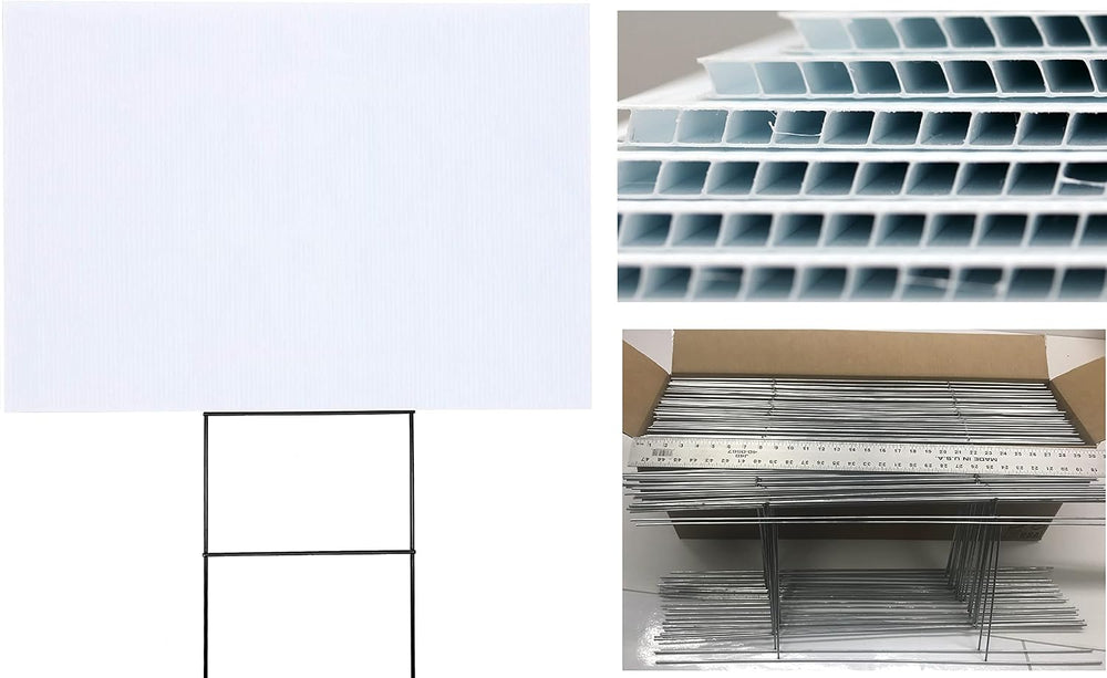 10 White Signs Blank 18''x24'' & 10 Double H 10''...