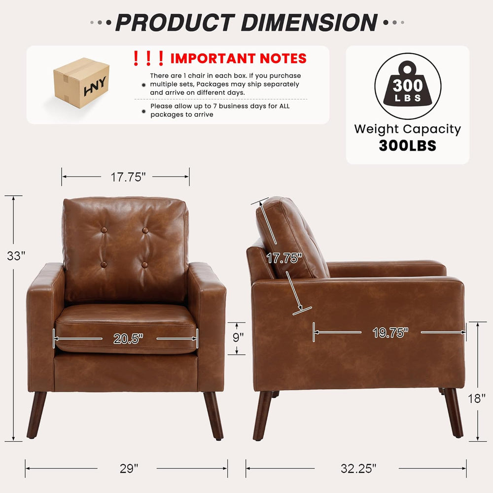 HNY Brown Faux Leather Tufted Accent Chairs