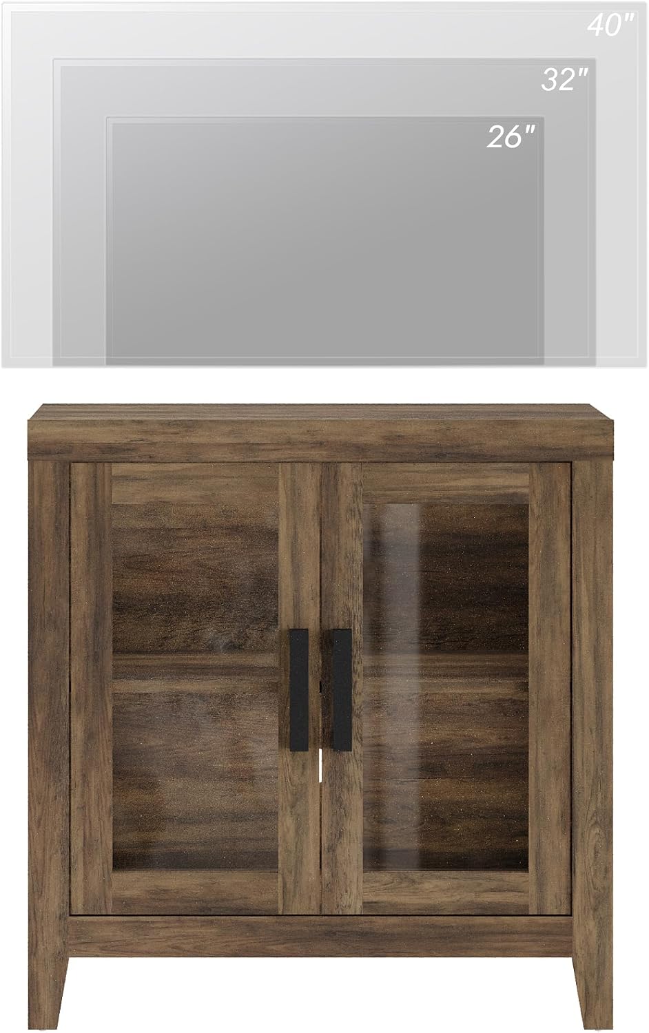 WAMPAT TV Stand for TVs up to 50”, Rustic Wood Entertainment Center with Adju...